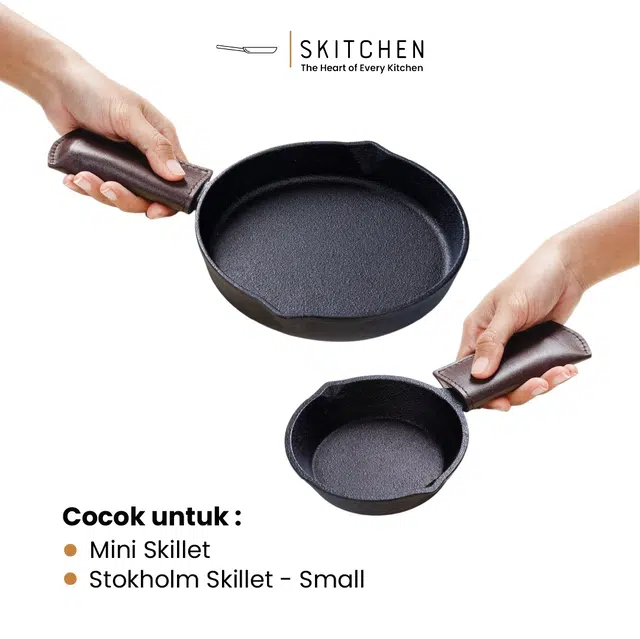 SKITCHEN Leather Handle Brown – Pelindung Gagang Cast Iron